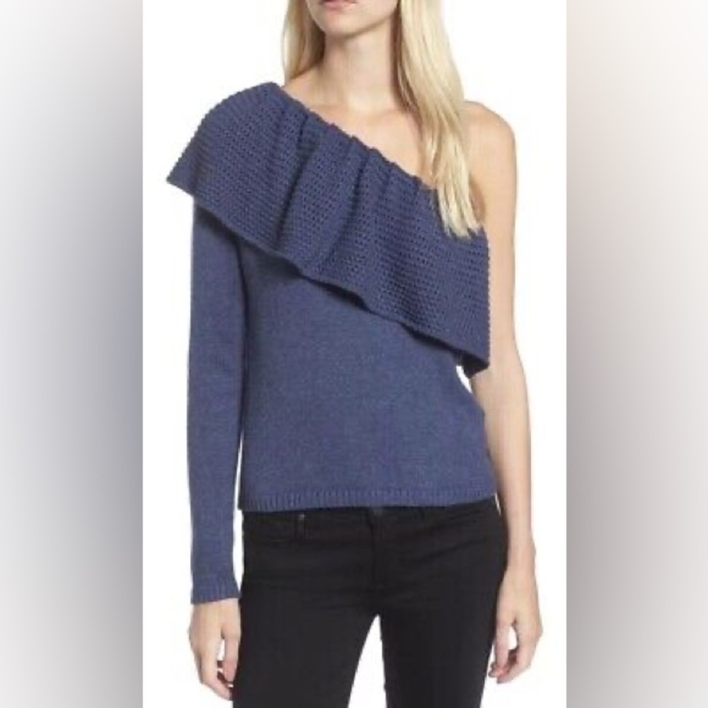 Ella Moss Blue One Shoulder Sweater